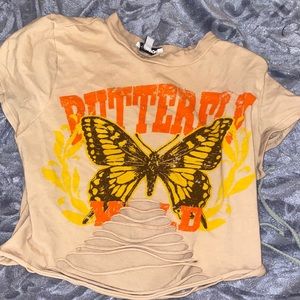 Rustic Butterfly Cut out crop tee